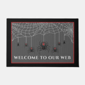 Spooky Black Widow Spider Web Halloween Fußmatte (Vorderseite)