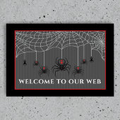 Spooky Black Widow Spider Web Halloween Fußmatte