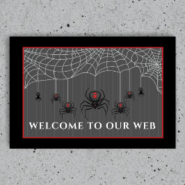 Spooky Black Widow Spider Web Halloween Fußmatte