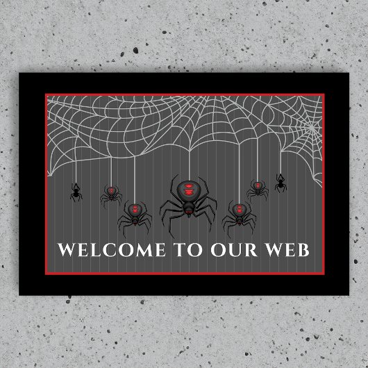 Spooky Black Widow Spider Web Halloween Fußmatte