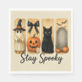 "Spooky Bleibe" Halloween Pinselstriche Katze Serviette