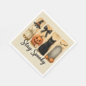 "Spooky Bleibe" Halloween Pinselstriche Katze Serviette (Ecke)