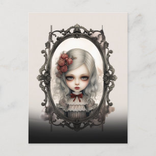 Spooky Blonde hat eine Gothic-Puppe Postkarte