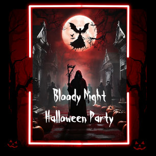 Spooky Bloody Night Adult Halloween-Party Einladung