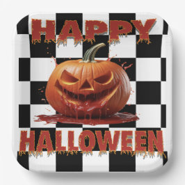 Spooky Bloody Pumpkin Halloween Pappteller