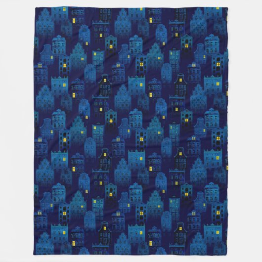 SPOOKY BLUE HALLOWEEN CITYSCAPE FLEECEDECKE (Vorderseite)