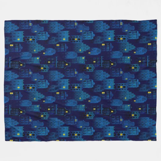 SPOOKY BLUE HALLOWEEN CITYSCAPE FLEECEDECKE (Vorderseite (Horizontal))