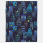 SPOOKY BLUE HALLOWEEN CITYSCAPE FLEECEDECKE (Vorderseite)