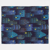 SPOOKY BLUE HALLOWEEN CITYSCAPE FLEECEDECKE (Vorderseite (Horizontal))