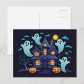 Spooky Blue Spuk House mit SchwimmGeistern Postkarte (Vorne/Hinten)
