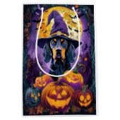 Spooky Bluetick Coonhound Halloween Hexenkürbis Mittlere Geschenktüte (Vorderseite)