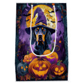 Spooky Bluetick Coonhound Halloween Hexenkürbis Mittlere Geschenktüte (Rückseite)