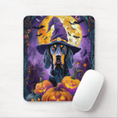 Spooky Bluetick Coonhound Halloween Hexenkürbis Mousepad (Mit Mouse)