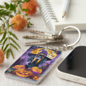 Spooky Bluetick Coonhound Halloween Hexenkürbis Schlüsselanhänger (Vorderseite rechts)