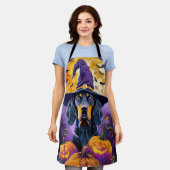 Spooky Bluetick Coonhound Halloween Hexenkürbis Schürze (Getragen)