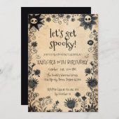 Spooky Blume Halloween Geburtstagsparty Einladung (Vorne/Hinten)