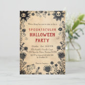 Spooky Blume Spooky Halloween-Party Einladung (Stehend Vorderseite)