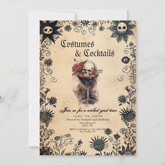Spooky-Blume und Halloween-Party für Scully Costum Einladung (Vorderseite)