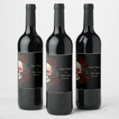 Spooky blumendunkelmoody gothischer Schädel halbie Weinetikett (Flaschen)