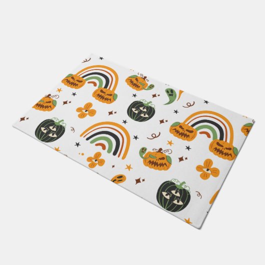 Spooky Boho Halloween Pattern Fußmatte (Schrägansicht)