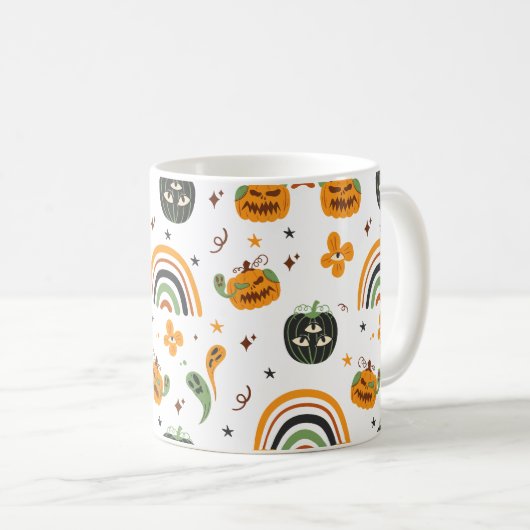 Spooky Boho Halloween Pattern Kaffeetasse (VorderseiteRechts)