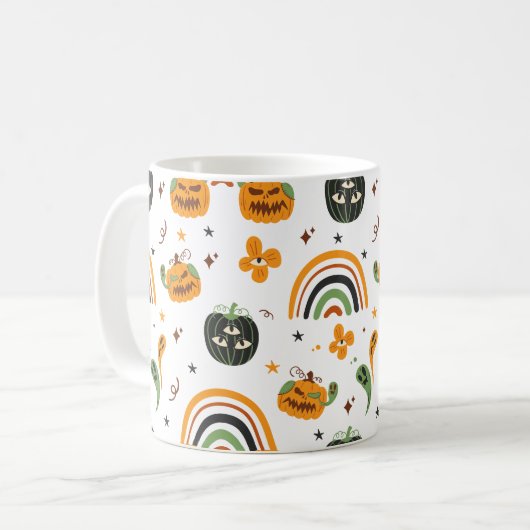 Spooky Boho Halloween Pattern Kaffeetasse (Vorderseite Links)