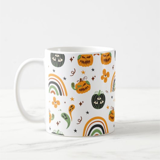 Spooky Boho Halloween Pattern Kaffeetasse (Links)