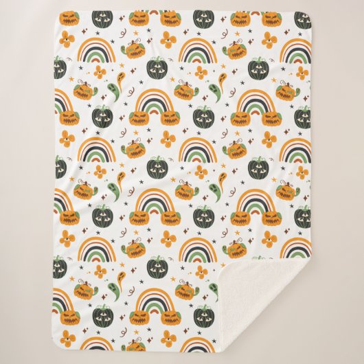 Spooky Boho Halloween Pattern Sherpadecke (Vorderseite)