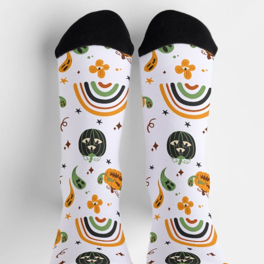 Spooky Boho Pattern Halloween Socken (Oben)