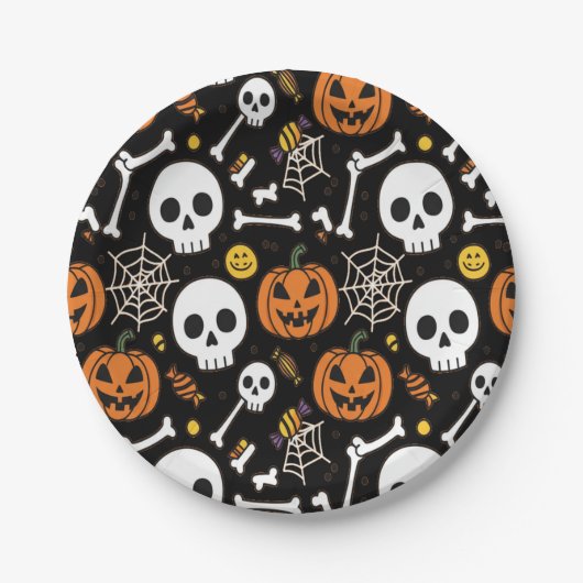Spooky Bones And Skeletons For Halloween Pappteller (Vorderseite)