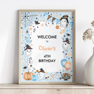 Spooky Boo Blue Halloween Ghost Geburtstag Willkom Poster