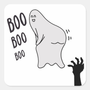 Spooky Boo Ghost Halloween Funny Novelty Shirt Quadratischer Aufkleber