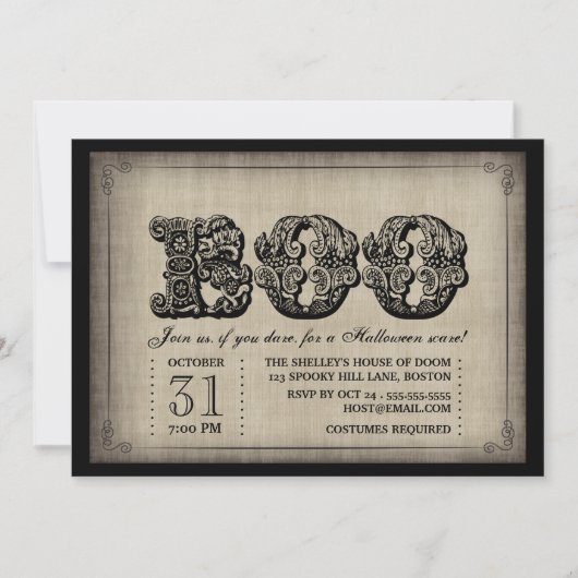 Spooky BOO Gothic Halloween-Party Einladung (Vorderseite)