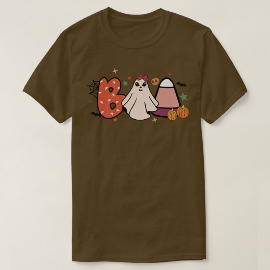 Spooky Boo Hippie Ghost Costume Pumpkin Groovy Hal T-Shirt (Design vorne)