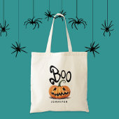 Spooky Boo Orange Halloween Pumpkin Name Tragetasche