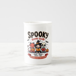 Spooky Book Club Halloween China Tasse