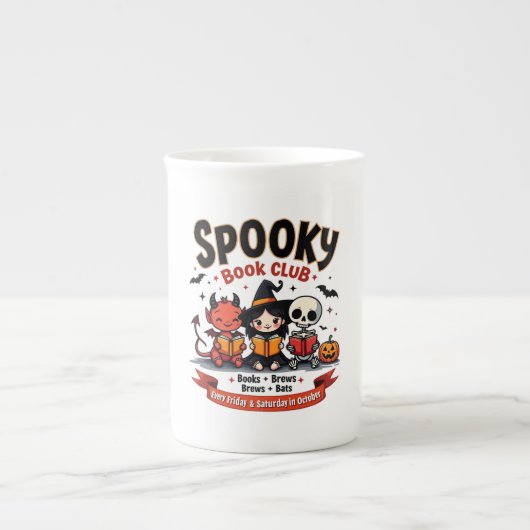 Spooky Book Club Halloween China Tasse (Vorderseite)