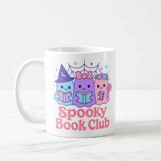 Spooky Book Club Niedlich Ghost Reading Kaffeetasse (Links)