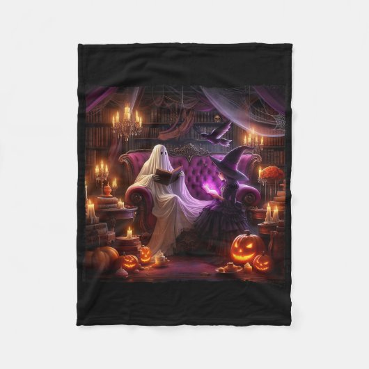 Spooky Booklet Spuk Halloween Vintager Buchladen Fleecedecke (Vorderseite)