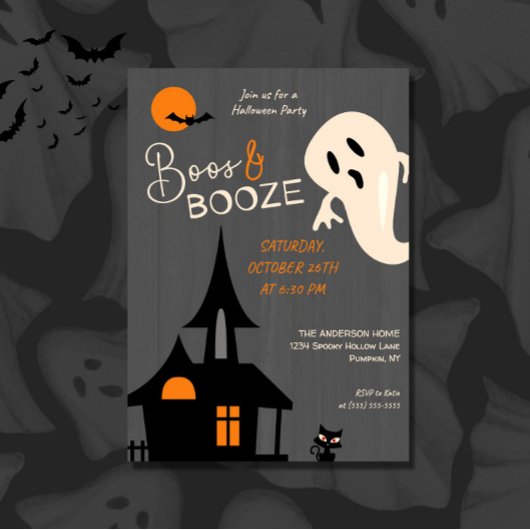 Spooky Boos & Booze Halloween-Party Einladung