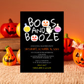 Spooky Boos und Booze Black Adult Halloween-Party Einladung