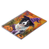 Spooky Border Collie Halloween Hexe und Kürbis Notizblock (Linke Seite)