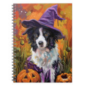 Spooky Border Collie Halloween Hexe und Kürbis Notizblock (Vorderseite)