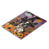 Spooky Boston Terrier Halloween Hexe und Pumpkin Notizblock (Linke Seite)