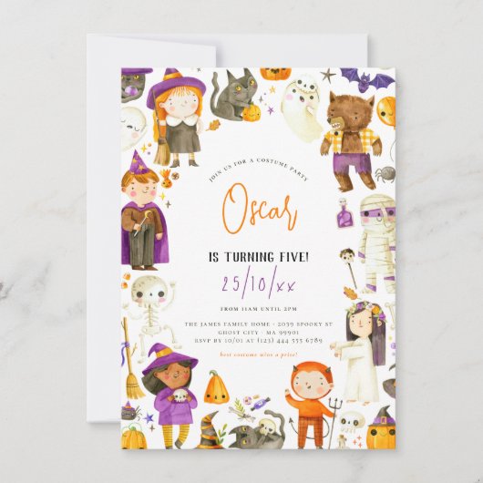 Spooky Boy Costume Party Halloween Party Einladung (Vorderseite)