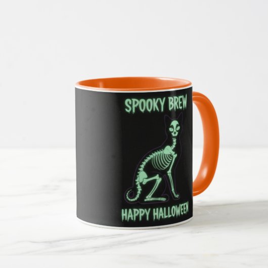 SPOOKY BREW Skeleton Cat Mug Tasse (VorderseiteRechts)