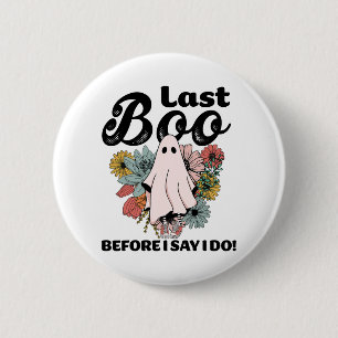 Spooky Bride Floral Ghost Wedding Bachelorette Hal Button