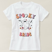 Spooky Bride, Halloween Wifey, Retro Floral Ghost. T-Shirt (Design vorne)