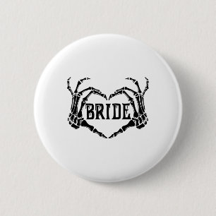 Spooky Bride Skeleton Hands Verlobung Wedding Hal Button