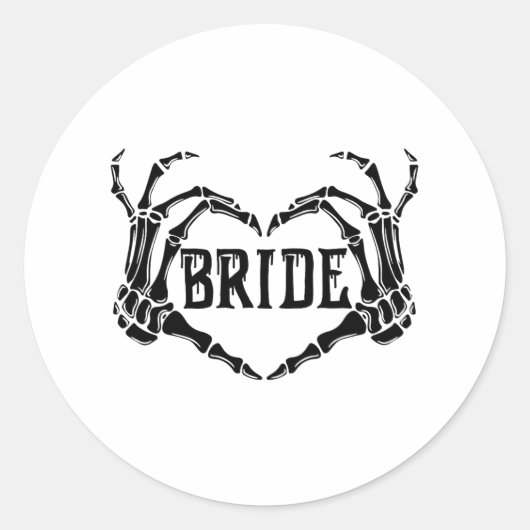 Spooky Bride Skeleton Hands Verlobung Wedding Hal Runder Aufkleber (Vorderseite)